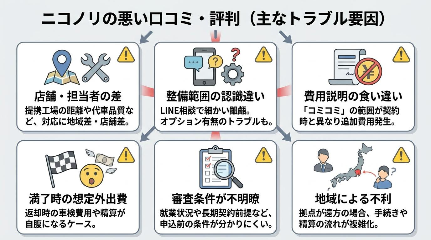 ニコノリの悪い口コミ・評判(主なトラブル要因)